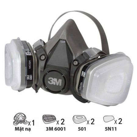 Mặt nạ lọc độc 3M 6200 + Pin 6001